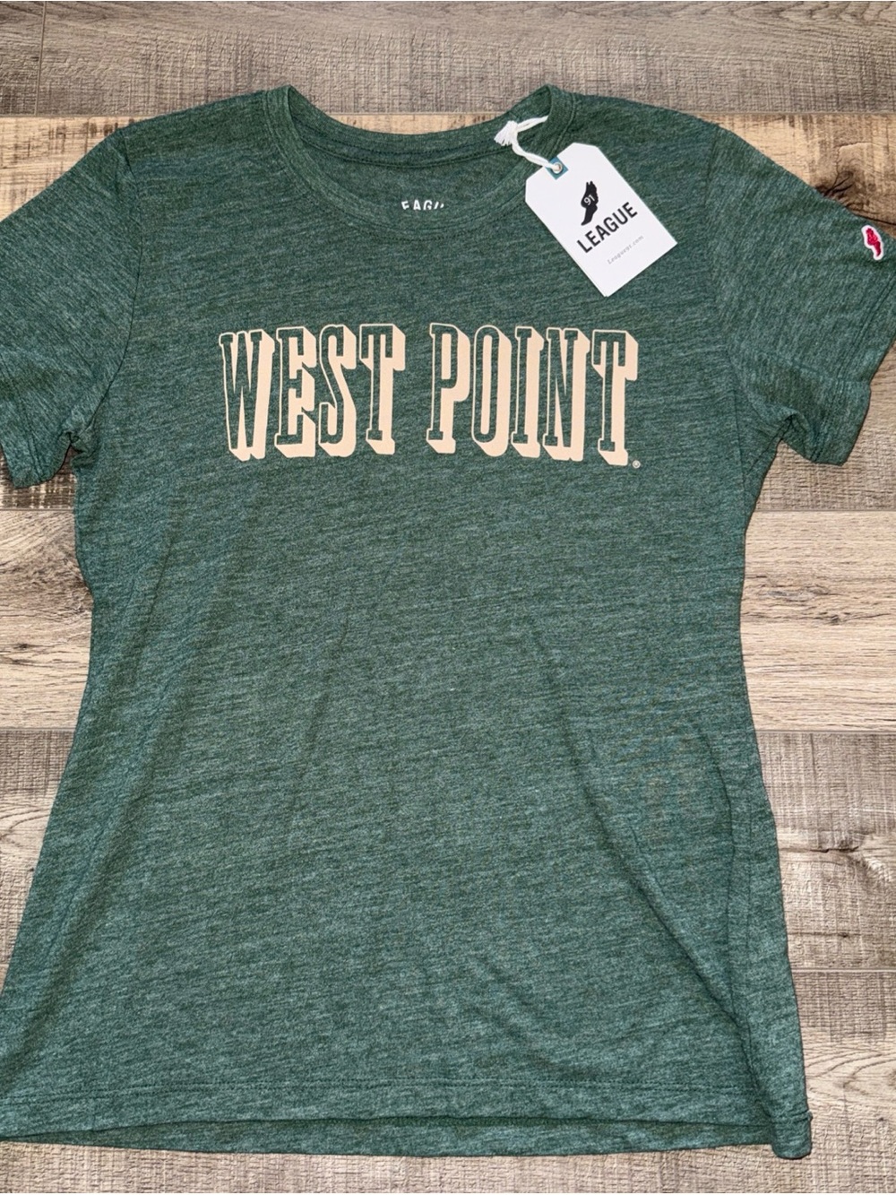League Women's Heather Green West Point Short Sleeve Tee small
